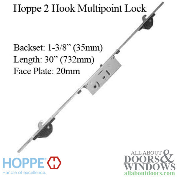 Hoppe 2-Point Sliding Door Lock – 35mm Backset, 20mm Faceplate