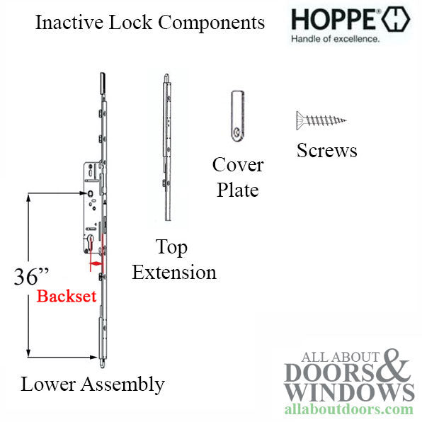 Hoppe Inactive Door Lower Assembly – 35mm Backset, 36" Handle Height