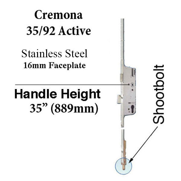 GU Cremona 3 Point Lock Gear with Bottom Shootbolt – 35mm Backset, 92mm PZ, Black