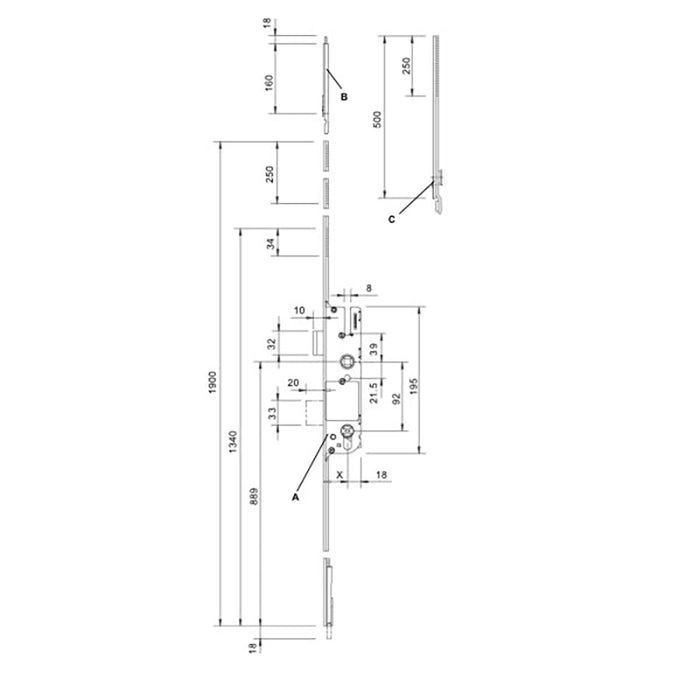 GU Cremona 3 Point Lock Gear with Bottom Shootbolt – 35mm Backset, 92mm PZ, Black