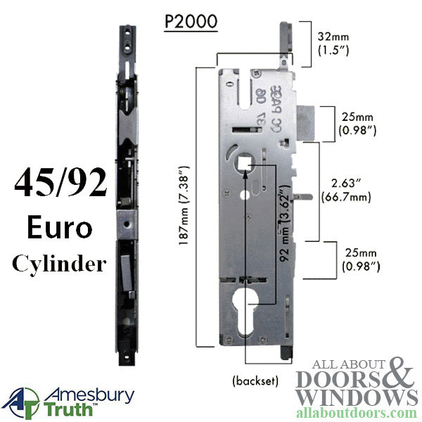 Premier P2000 Multipoint Lock Gearbox – 45mm Backset, 92mm PZ