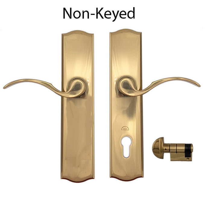 Hoppe M370 Wide Plate Handleset – Munchen Curved, Polished Brass