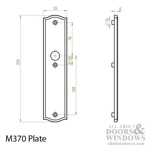 Hoppe M370 Wide Plate Handleset – Munchen Curved, Polished Brass