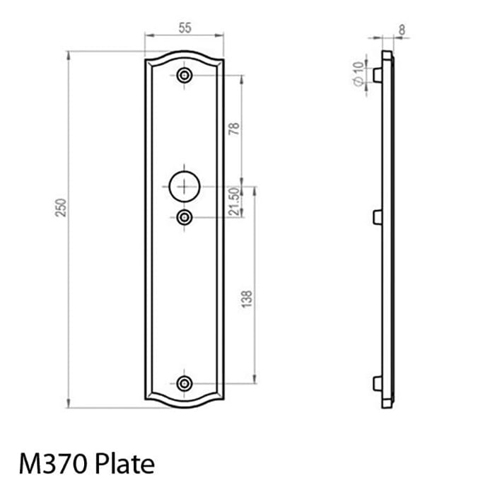 Hoppe M370 Wide Plate Handleset – Munchen Curved, Polished Brass