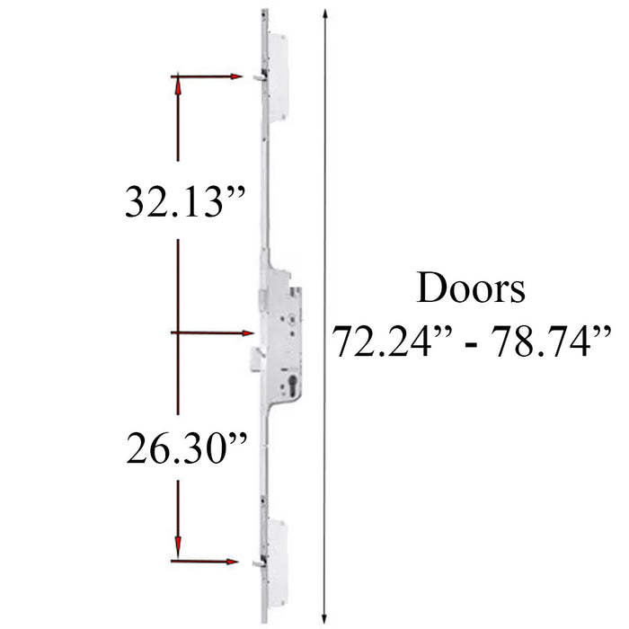 Hoppe Top Extension for Multipoint Doors – 36" Handle Height, 41.14" Length