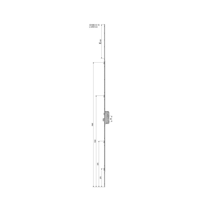 AGB Sicurtop Gear Driven Multipoint Lock – 85mm PZ, 16mm Faceplate, Roller Version