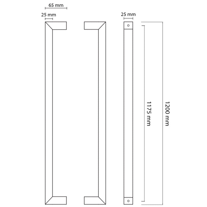 GU Contemporary Square Straight Handle – Double Pull Bars, 47-1/4" Height