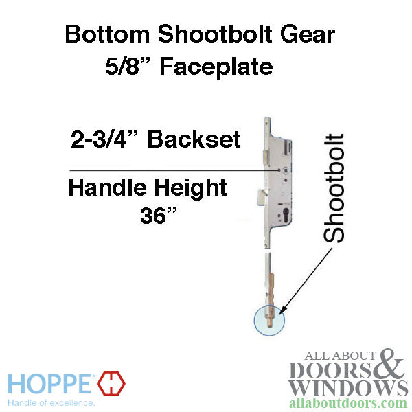 Hoppe Manual Shootbolt Multipoint Lock – 70mm Backset, 16mm Faceplate