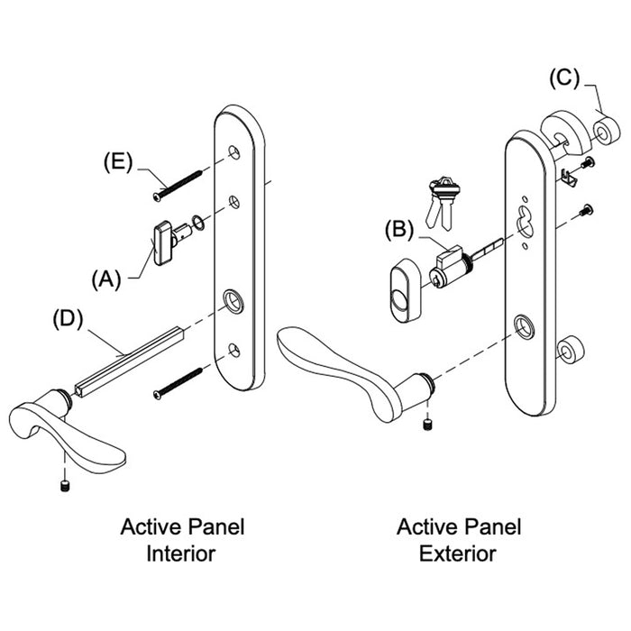 Marvin Traditional Active Handle Set Trim for Multipoint Doors – Matte Black, Blemished