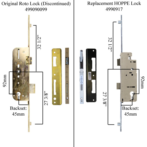 3-Point Multipoint Lock Kit with Rollers – 45mm Backset, 92mm PZ