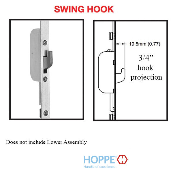 Hoppe HLS9000 Top Extension with Dual Swing Hooks – 16mm Faceplate, 54.65" Length