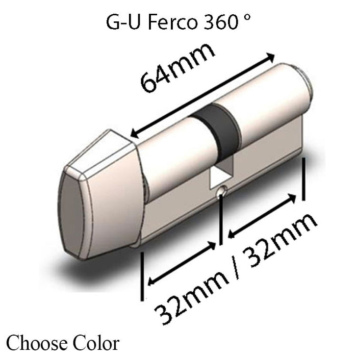G-U/Ferco Euro Profile Cylinder – 32/32, 64mm Length