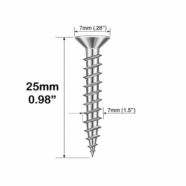 Hoppe Stainless Steel Chipboard Screw for Vinyl Profiles – 8mm Head, 25mm Length