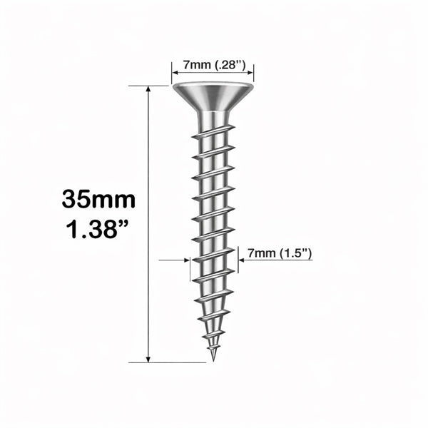 Hoppe Stainless Steel Screw for Vinyl Profiles – 8mm Head, 35mm Length