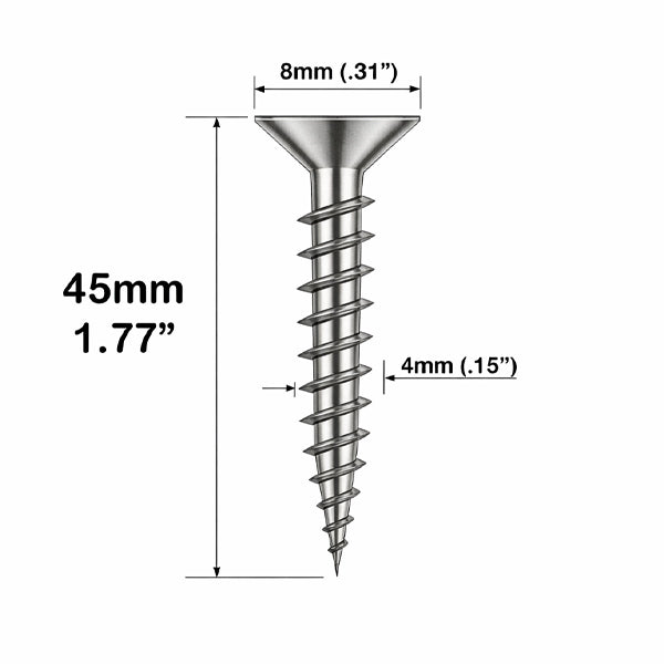 Hoppe Stainless Steel Screw for Wood Profiles – 8mm Head, 45mm Length