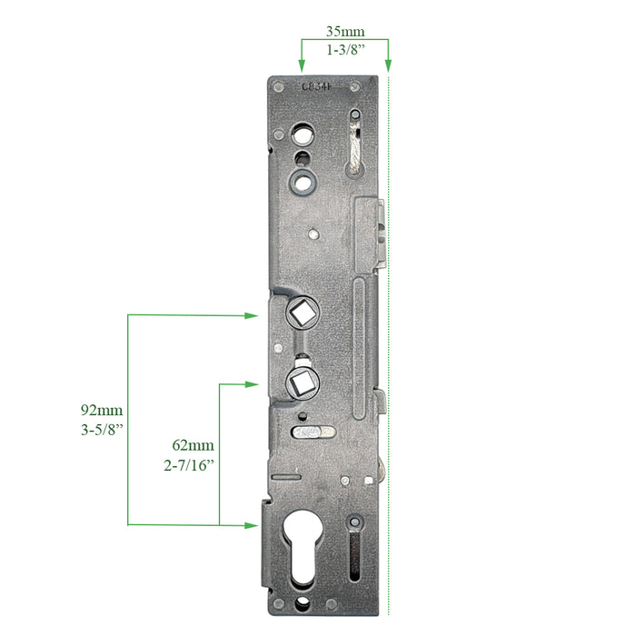 Lockmaster Active 104 Double Spindle 35/92+62 Lock Case Only - Hookbolt Version