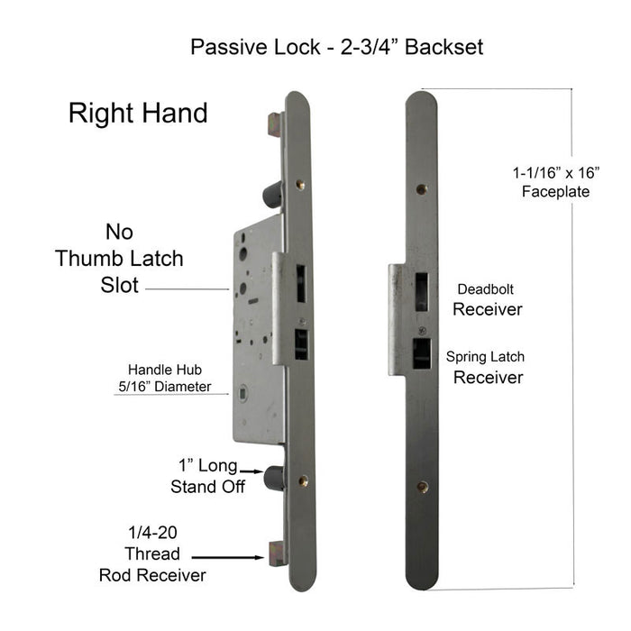 Passive Multipoint Lock for Inactive Doors – 70mm Backset, Right Hand