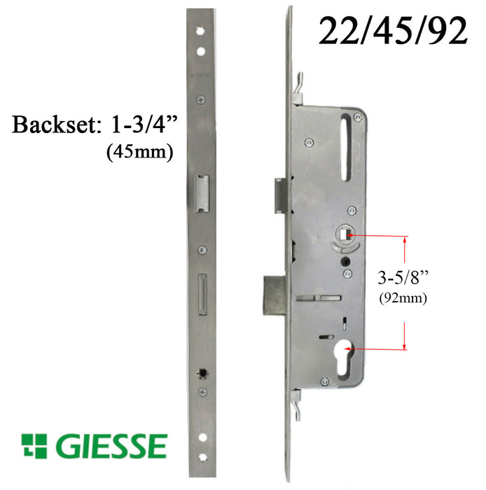 Giesse Multipoint Lock – 45mm Backset, 92mm PZ, 22mm Faceplate