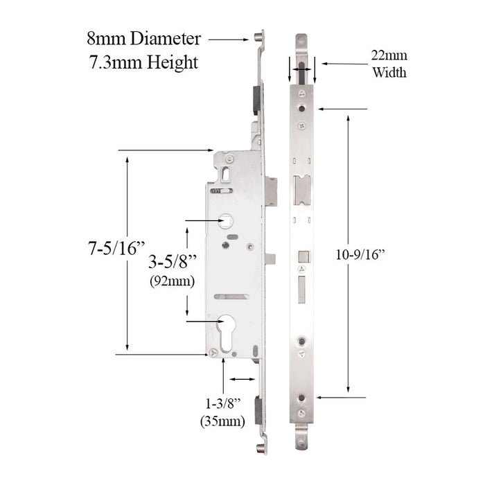 Hoppe HLS9350 Manual Gear for Aluminum Profile Doors – 35mm Backset, 92mm PZ