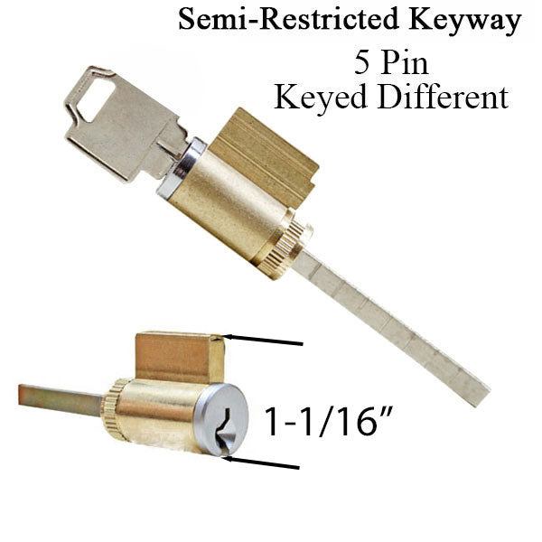 Rekeyable Sliding Glass Door Cylinder – Semi-Restricted Keyway, 5-Pin
