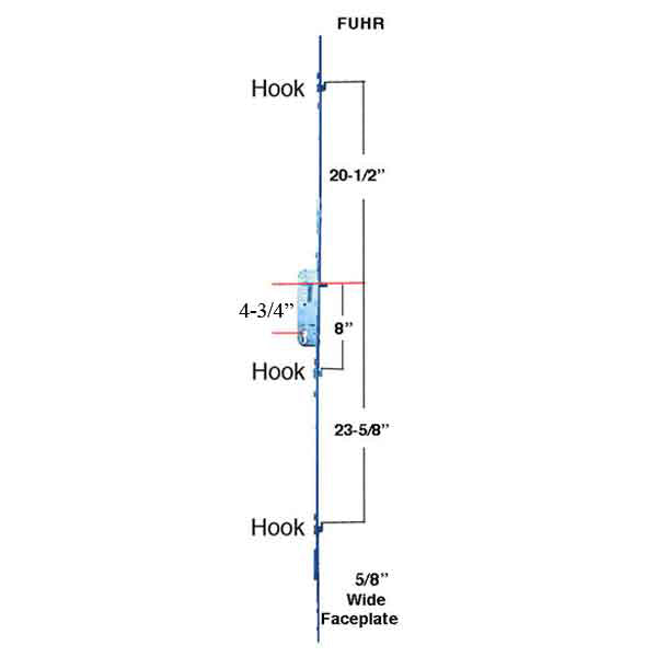 Fuhr 3-Hook Sliding Patio Door Lock for 6' 8" Doors – 35mm Backset, 120mm PZ