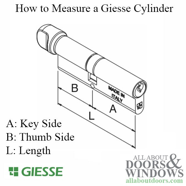 Giesse European Profile Cylinder – 31/91, 122mm, Aluminum