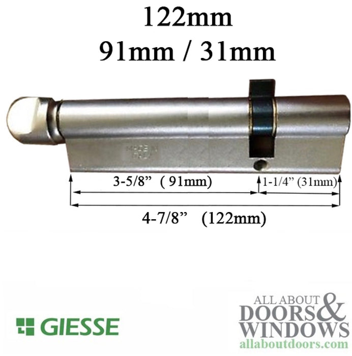 Giesse Euro Profile Cylinder – 122mm Off-Center, Aluminum