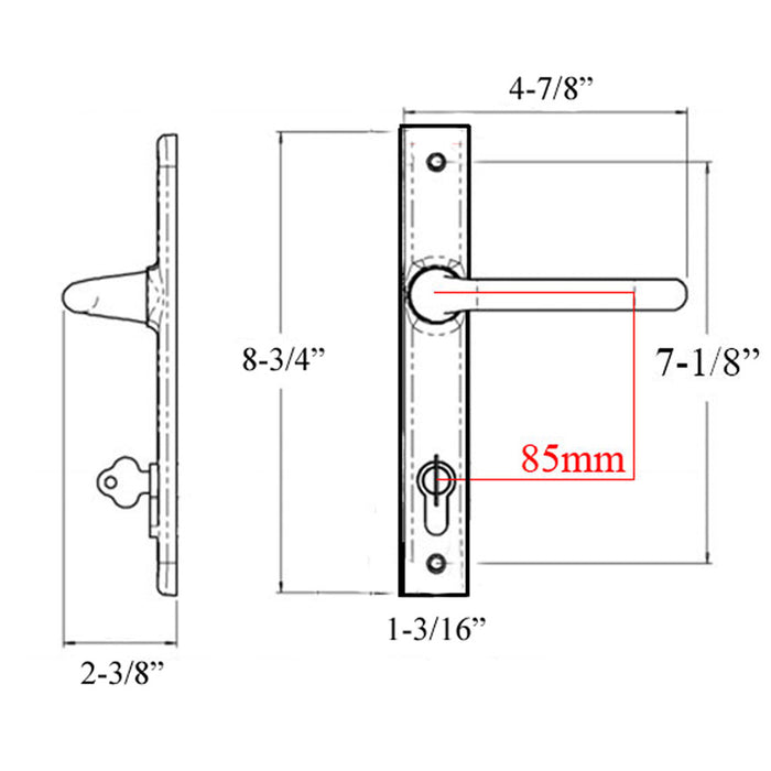 Interlock Lever Handle for Multipoint Doors – 85mm PZ