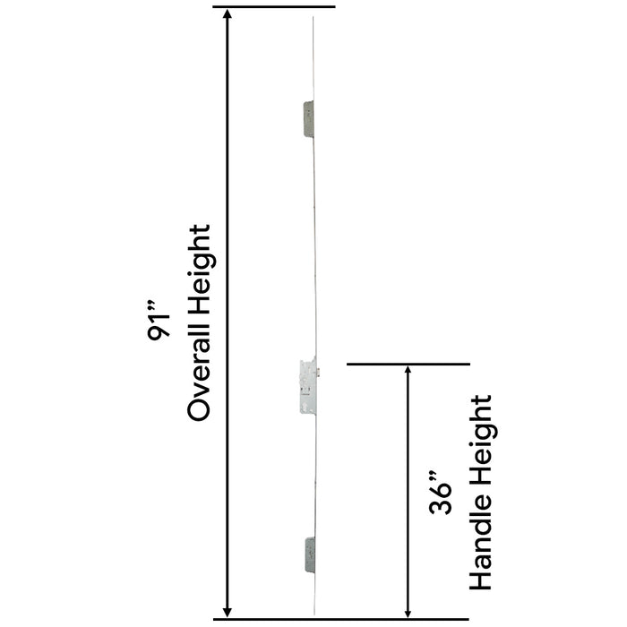 Fuhr Multisafe Manual Multipoint Lock – 45mm Backset, 92mm PZ, 2 Hooks, 91-1/16" Length