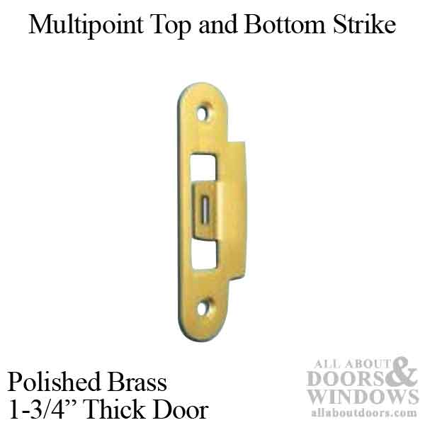 GU/Ferco Multipoint Top & Bottom Strike – Polished Brass, 1-3/4" Door