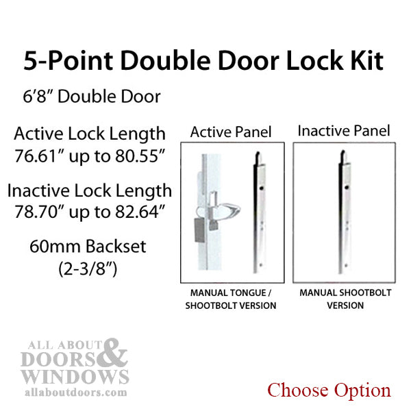 Hoppe HLS-ONE/HLS9000 5-Point Multipoint Lock Kit for 6' 8" Doors – 60mm Backset