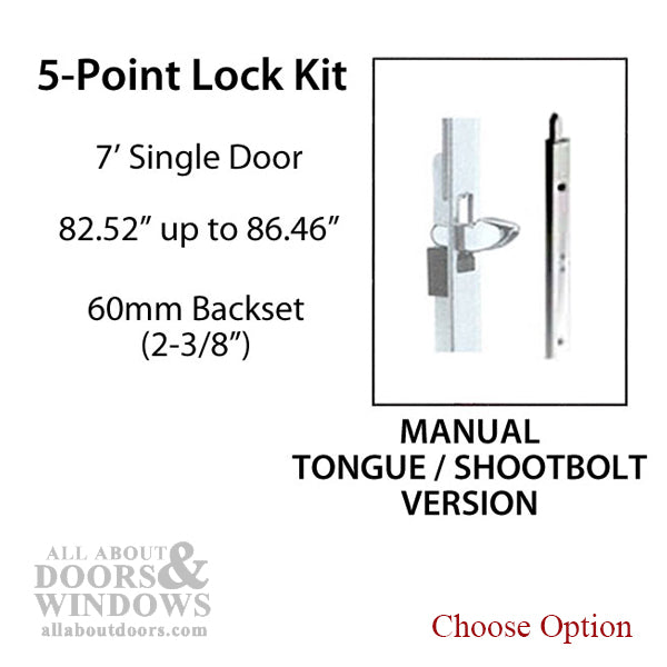 Hoppe HLS9000 5-Point Multipoint Lock Kit for 7' Doors – 60mm Backset