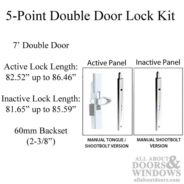 Hoppe HLS-ONE/HLS9000 Double Door Multipoint Lock Kit for 7' Doors – 60mm Backset