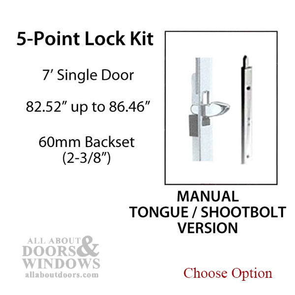 Hoppe HLS-ONE 3-Point Manual Tongue System for 8' Doors – 60mm Backset