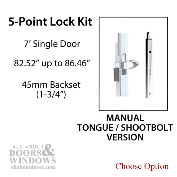 Hoppe HLS-ONE 5-Point Manual Tongue System for 7' Doors – 45mm Backset