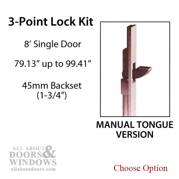 Hoppe HLS-ONE 3-Point Manual Tongue System for 8' Doors – 45mm Backset