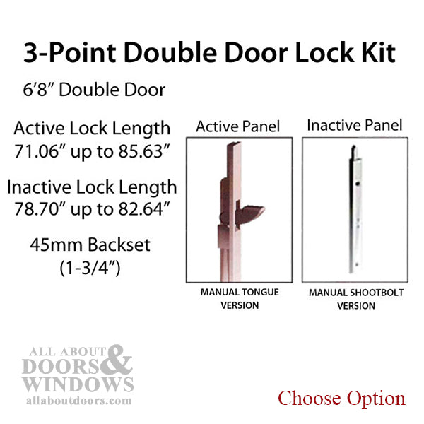 Hoppe HLS-ONE French Door Lock Kit for 6' 8" Doors – 45mm Backset