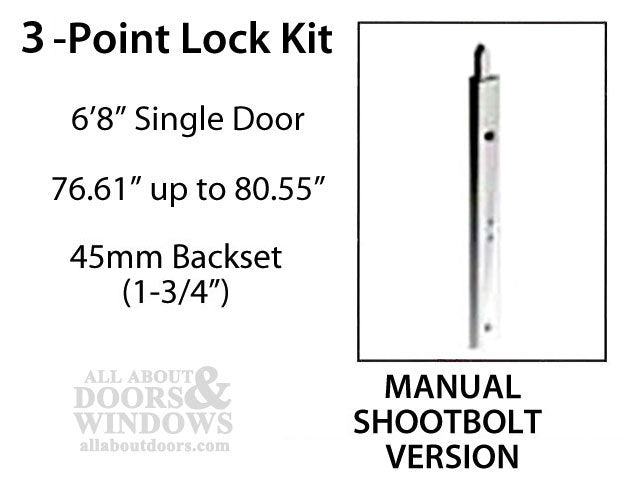 Hoppe Manual Shootbolt System Kit for 6' 8" Doors – 45mm Backset, 16mm Faceplate