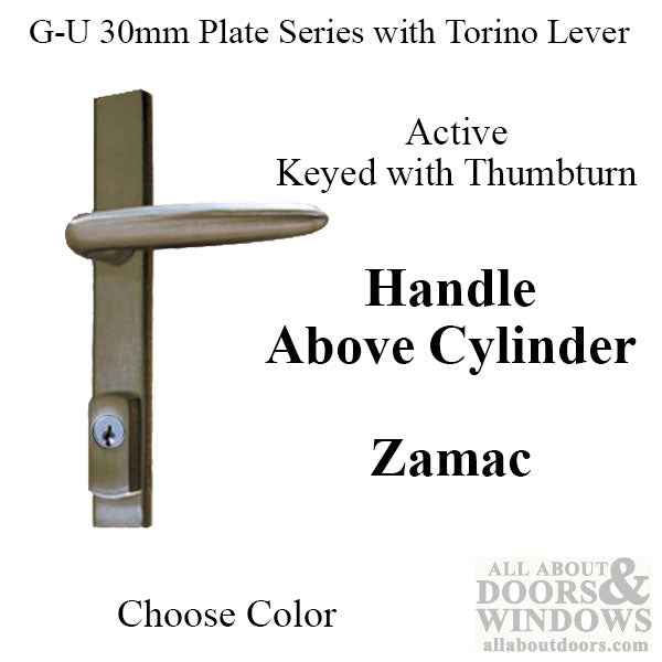 G-U Torino Active Handleset Trim – 92mm PZ, American Cylinder