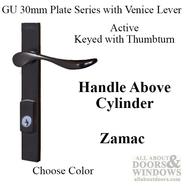 G-U Venice Handleset Trim – 92mm PZ, American Cylinder, Key Below