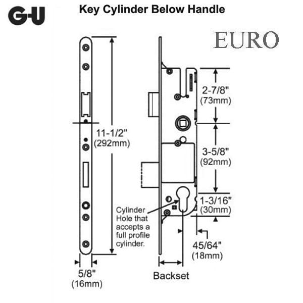 GU Single Point Mortise Lock – 35mm Backset, 92mm PZ