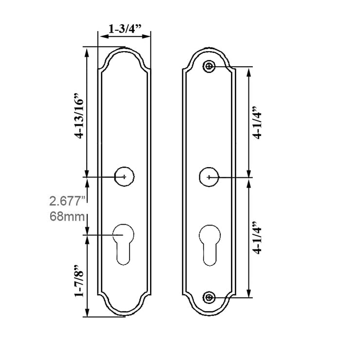 Germania Lever Handleset with Lara Back Plate – 68mm PZ, Satin Nickel