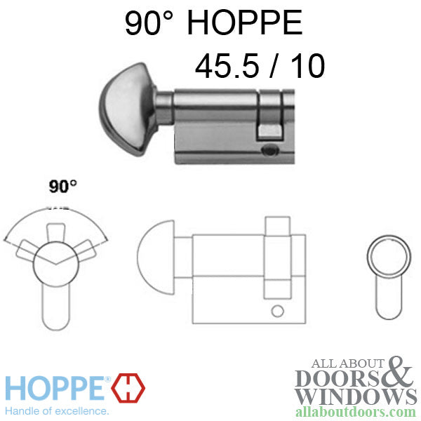 Hoppe 90° Non-Keyed Profile Cylinder with Crescent Knob – 2" Overall Length