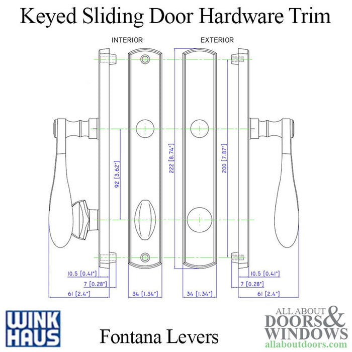 WinkHaus Fontana Keyed Entry Handle Trim for Sliding Patio Doors