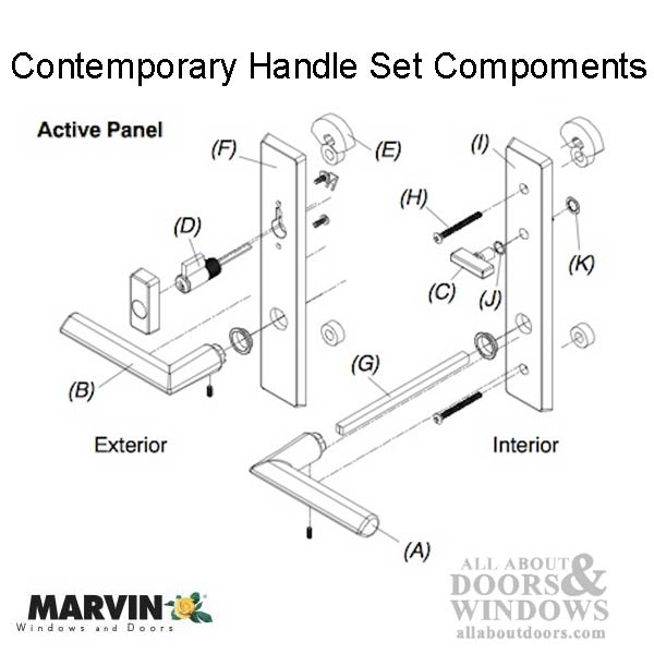 Marvin Modern Handle Assembly for Ultimate Hinged French Door – Active Panel, PVD Oil Rubbed Bronze