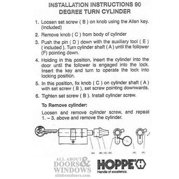 Hoppe 90° Keyed Profile Cylinder with Crescent Knob – Rustic Umber