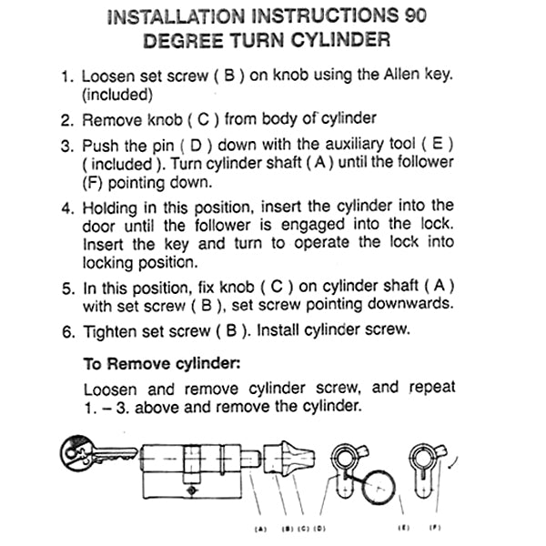 Hoppe 90° Profile Cylinder with Crescent Knob – 31.5/31.5mm, Schlage Keyway