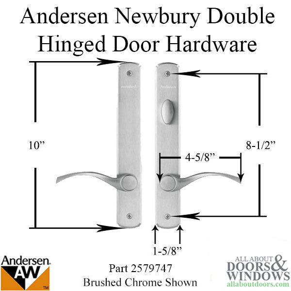 Andersen Newbury Double Door Handle Trim Set – Brushed Chrome