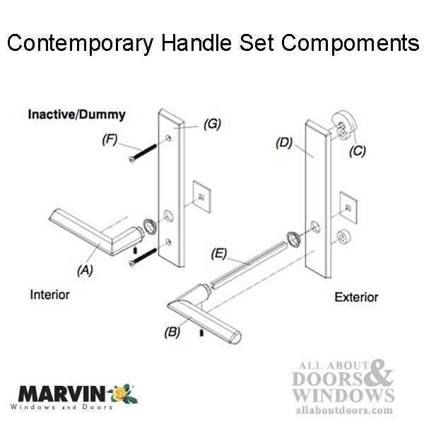 Marvin Modern Dummy Handle Assembly for French Doors – PVD Satin Nickel