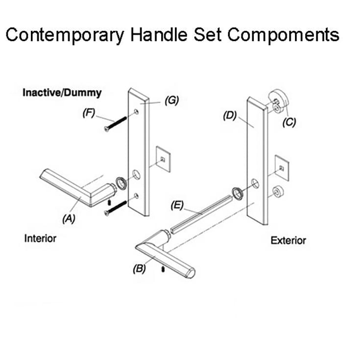 Marvin Modern Dummy Handle Assembly for French Doors – PVD Satin Nickel